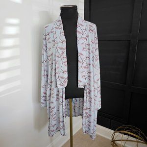 EUC  *MASAI* Women's Lightweight Blue Floral Open Front Cover-up Top L